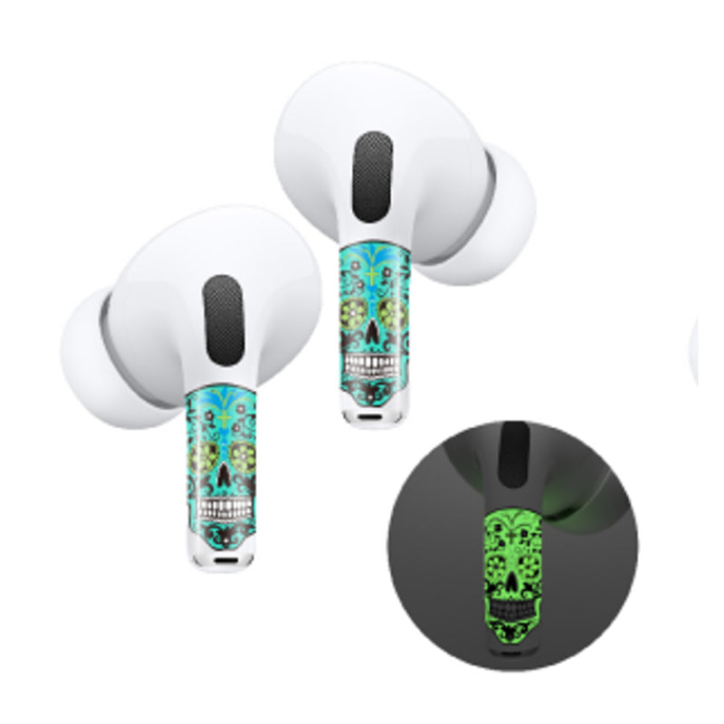 Carcasa ROCKMAX AirPods Pro/Pro (2.ª generación), diseño de calavera luminosa