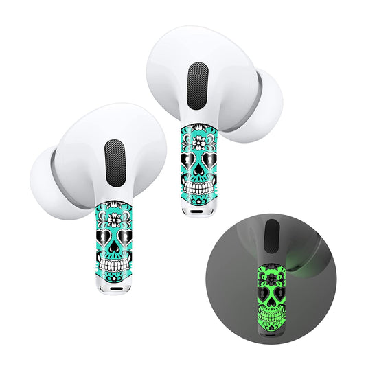 ROCKMAX Luminous AirPods Pro/Pro 2 Skin, Glowing Skull