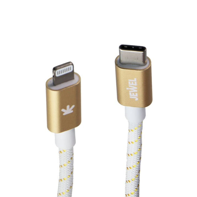 Jewel 10 ft USB-C to Lightning Charging Cable - Gold/White– Curacao