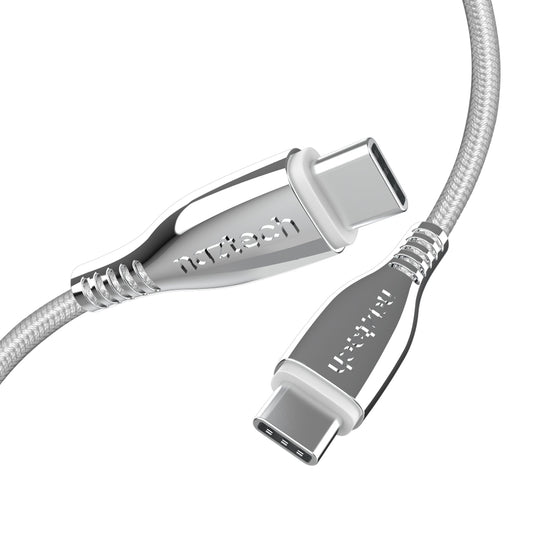 Naztech Titanium 6' USB-C to USB-C Braided Fast Charging Cable - White