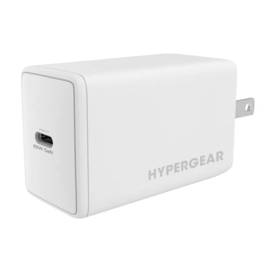 Cargador de pared para computadora portátil HyperGear SpeedBoost 65W USB-C PD GaN con PPS, color blanco