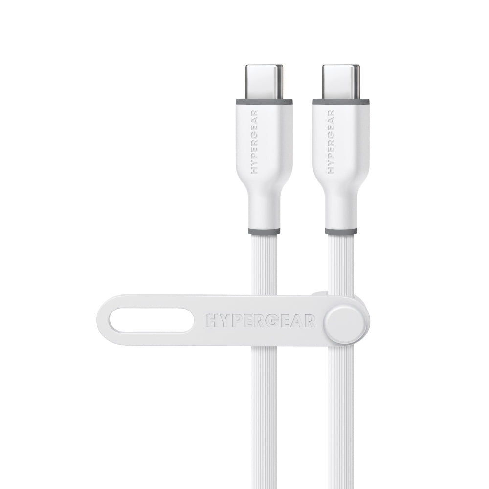 Cable de carga rápida USB-C a USB-C suave al tacto HyperGear Flexi Pro de 6' - Blanco