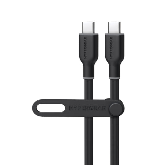 Cable de carga rápida USB-C a USB-C suave al tacto HyperGear Flexi Pro de 6' - Negro