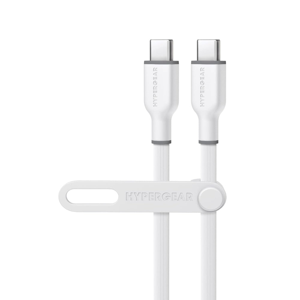 Cable de carga rápida USB-C a USB-C suave al tacto HyperGear Flexi Pro de 10 pies (blanco)