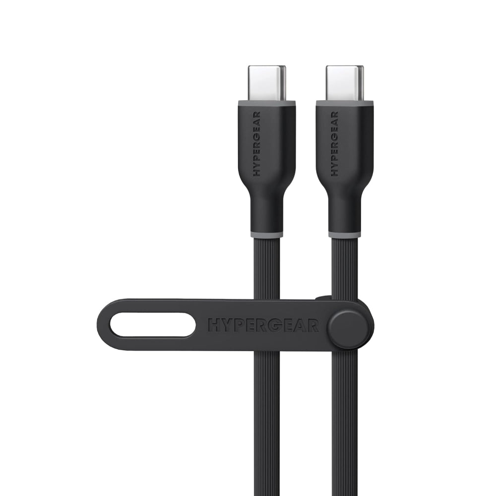 Cable de carga rápida USB-C a USB-C suave al tacto HyperGear Flexi Pro de 10 pies (negro)