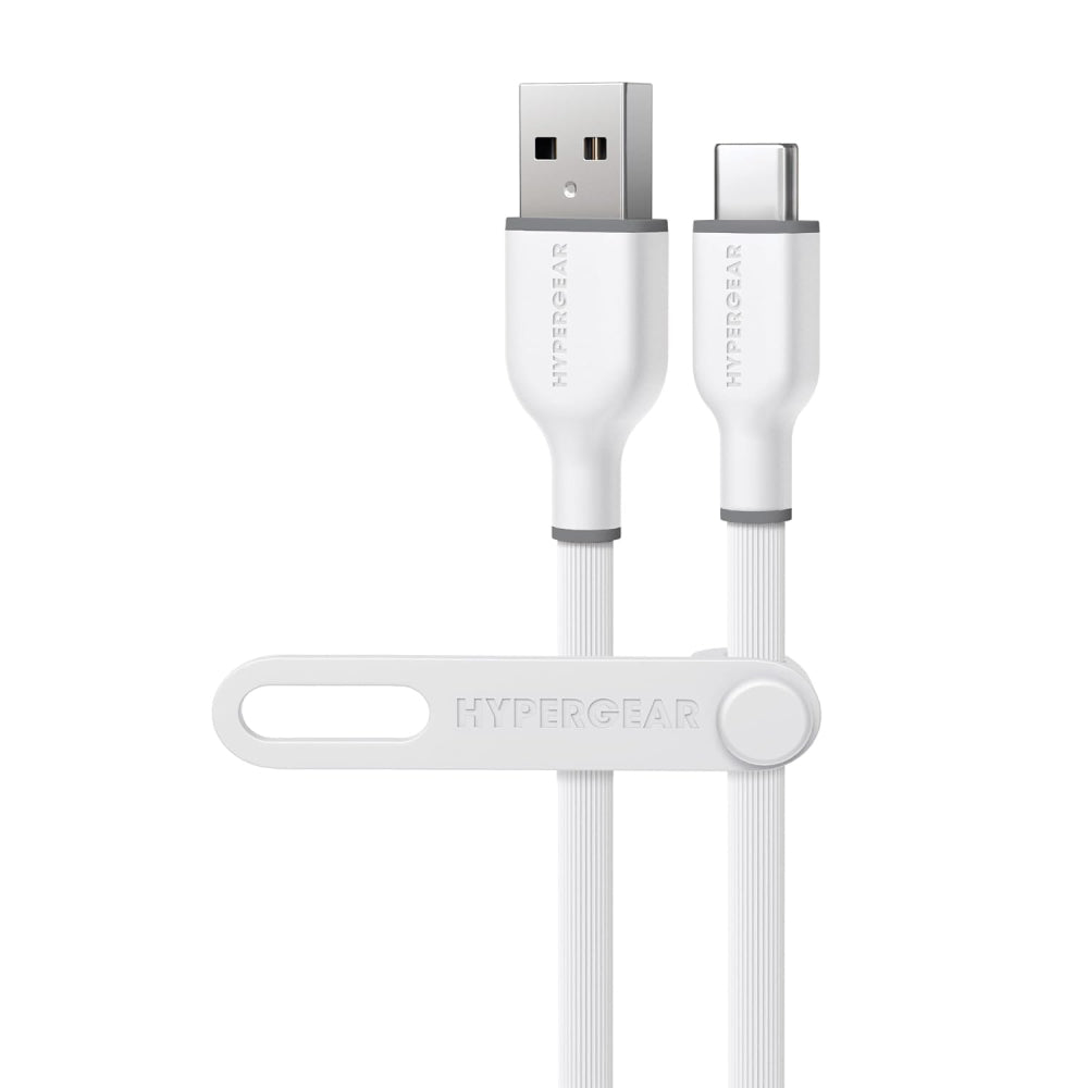 Cable de carga y sincronización USB a USB-C de tacto suave HyperGear Flexi Pro de 10 pies (blanco)