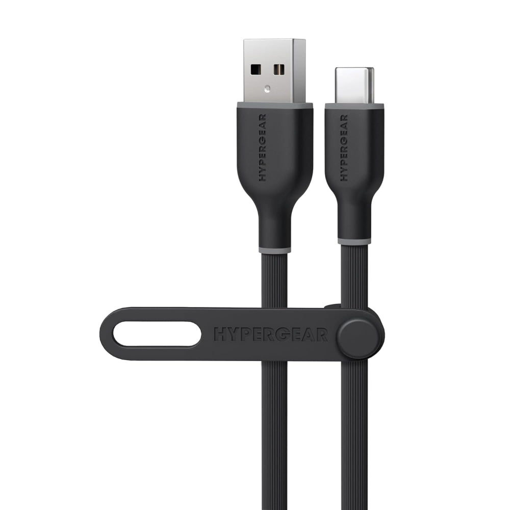 Cable de carga y sincronización USB a USB-C de tacto suave HyperGear Flexi Pro de 10 pies (negro)