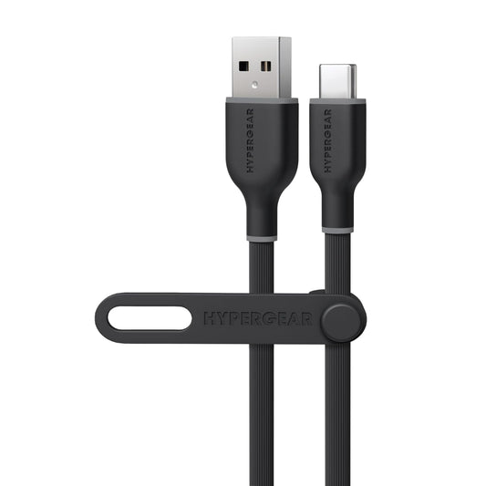 Cable de carga y sincronización USB a USB-C de tacto suave HyperGear Flexi Pro de 10 pies (negro)