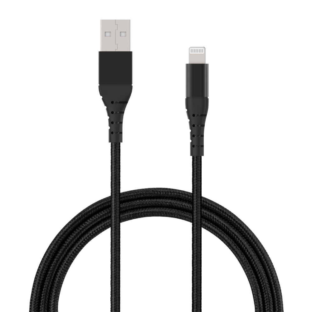 Tekya 6 ft USB-A to Lightning Braided Cable - Black