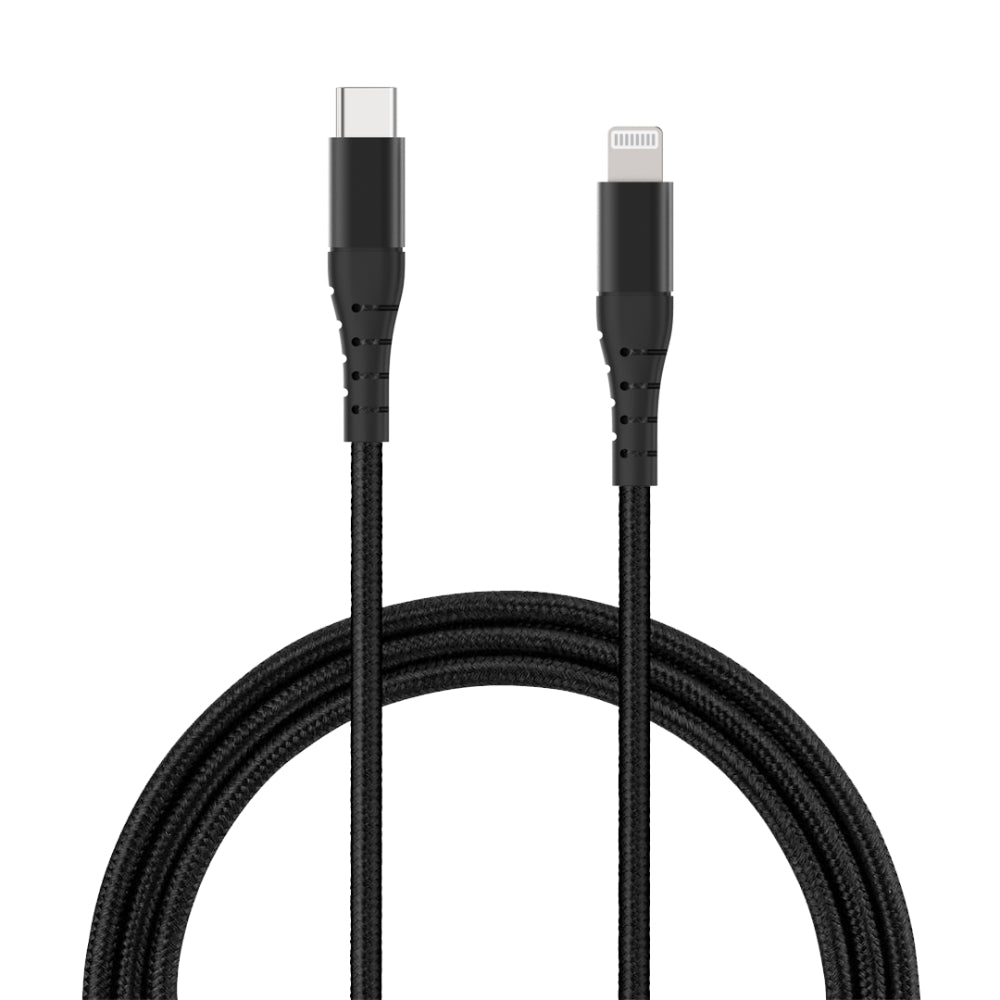 Tekya 6 ft USB-C to Lightning Braided Cable - Black