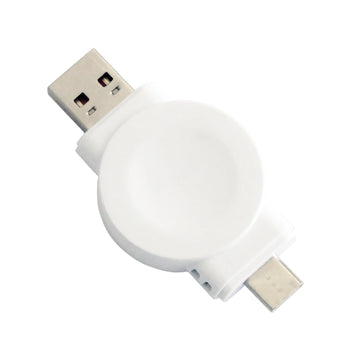Adaptador de carga magnético de doble cara para Apple Watch de Tekya con puerto USB-C y USB-A, color blanco