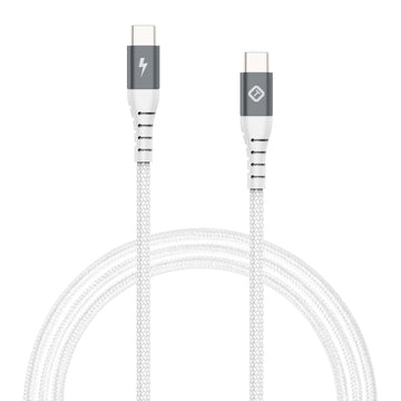 Tekya 4' Braided USB-C to USB-C Cable with Thunderbolt 3.1 - White