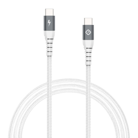 Tekya 4' Braided USB-C to USB-C Cable with Thunderbolt 3.1 - White