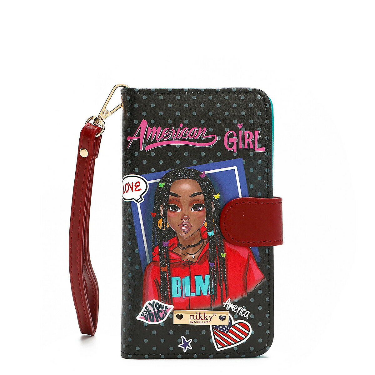 Nicole Lee American Girl Phone Case with Mirror and Credit Card Slots - Multicolor