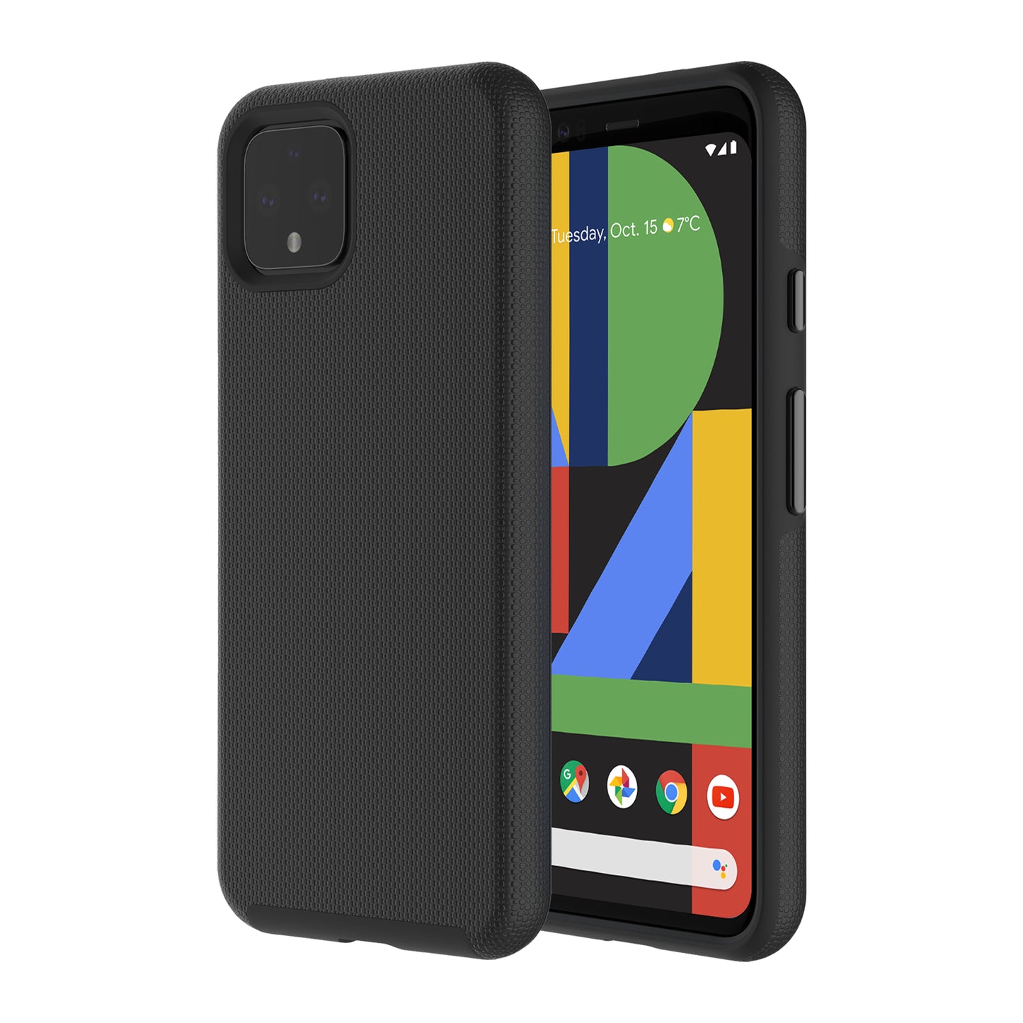 Estuche antigolpes de doble capa Axessorize PROTech con durabilidad de grado militar para Google Pixel 4 - Negro