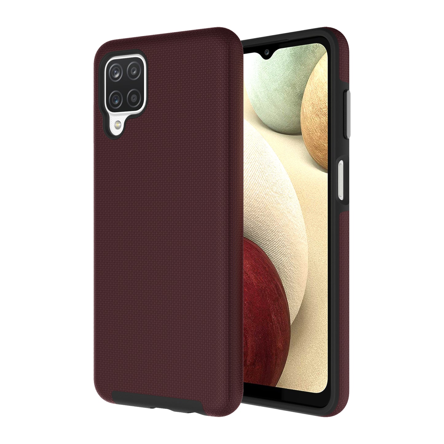 Axessorize PROTech Dual-Layered Anti-Shock Case with Military-Grade Durability for Samsung Galaxy A12 - Burgundy