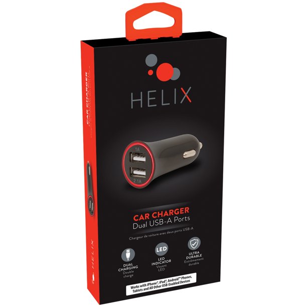 HELIX Car Charger with Dual USB-A Ports