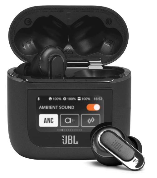 Auriculares inalámbricos con cancelación de ruido adaptativa JBL JBLPRO2BLKAM Tour Pro 2, color negro