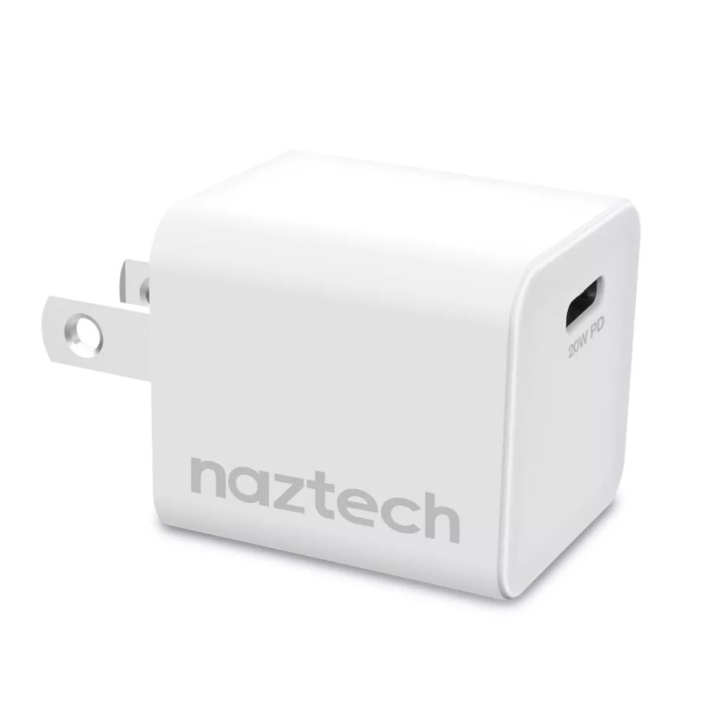 Cargador de pared rápido mini Naztech para teléfonos móviles, color blanco