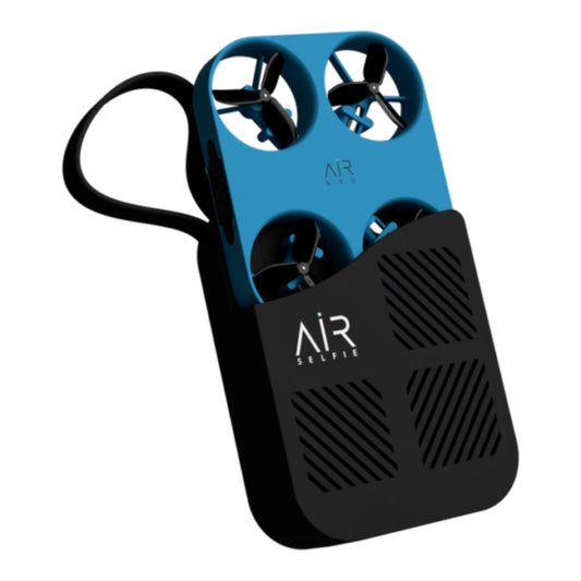 Drone con cámara de bolsillo AirSelfie AIR NEO con funda para batería externa, 12 MP y 1080p, color azul