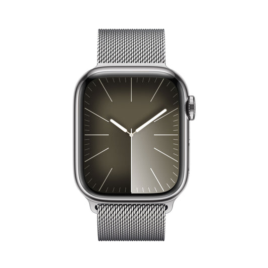 Apple Series 9 Unisex 45mm Silver Stainless Steel Case Smartwatch with Silver Milanese Loop - GPS + Cellular