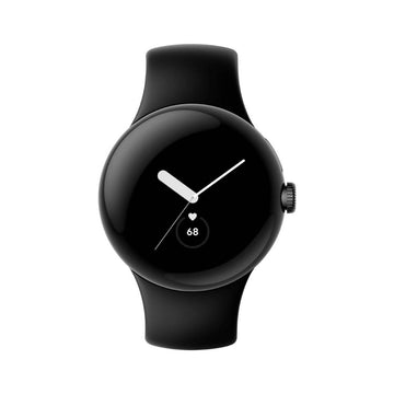 Reloj inteligente unisex Google Pixel de 41 mm con caja de acero inoxidable negra y correa activa de color obsidiana - GPS 