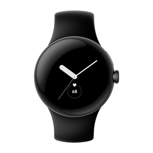 Reloj inteligente unisex Google Pixel de 41 mm con caja de acero inoxidable negra y correa activa de color obsidiana - GPS 