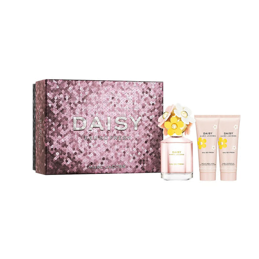 Marc Jacobs Daisy Eau So Fresh Eau de Toilette para mujer, set de regalo de 3 piezas para las fiestas