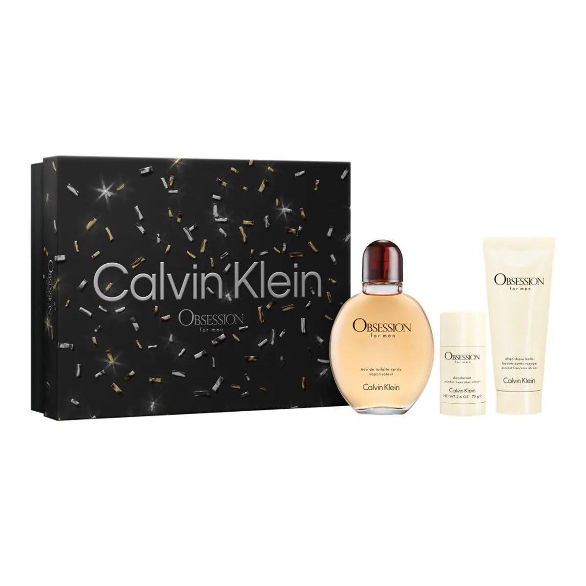 Set de regalo de 3 piezas de eau de toilette Obsession de Calvin Klein para hombre