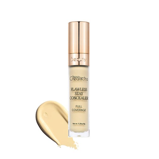 Corrector de belleza Beauty Creations Flawless Stay de 0,28 oz, color amarillo