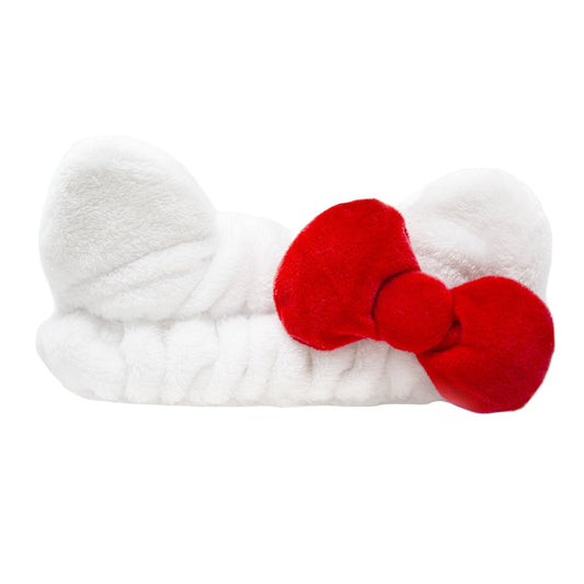 The Creme Shop Plush Spa Headband with Hello Kitty's Signature Bow - Red/White