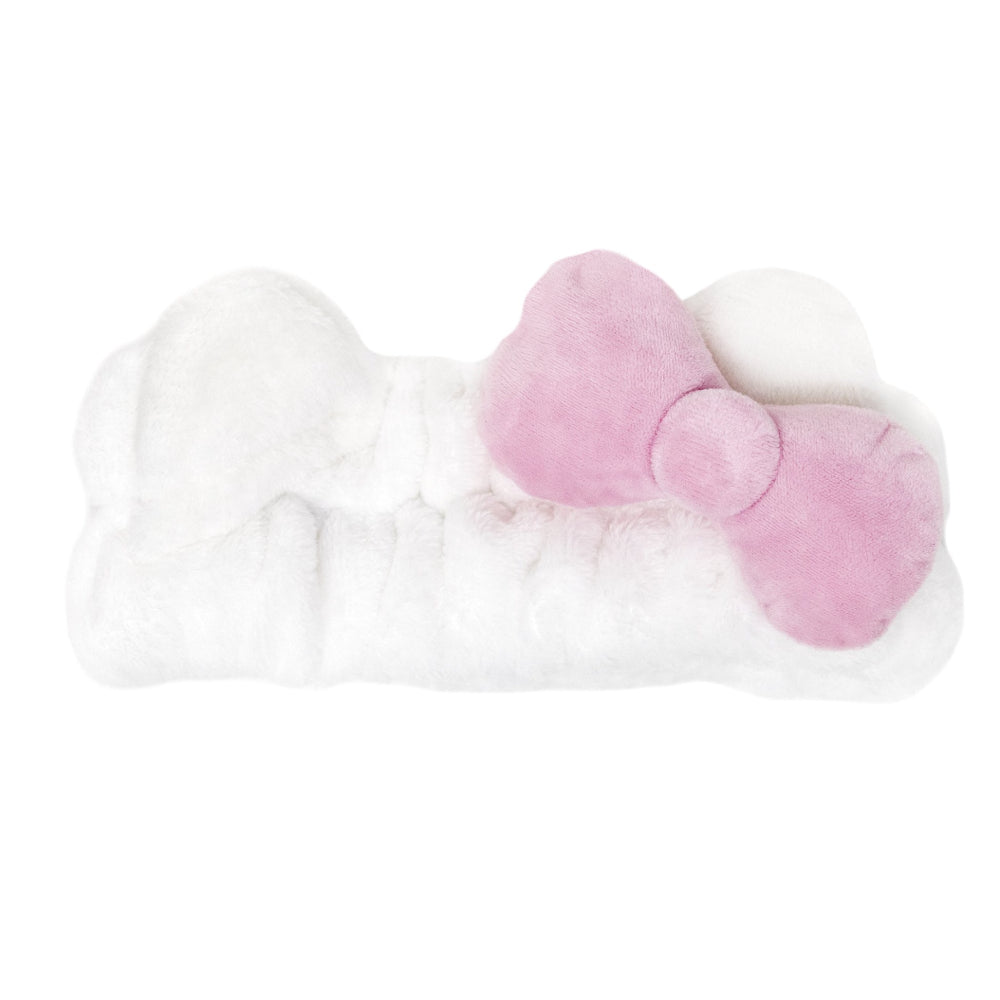 The Creme Shop Plush Spa Headband with Hello Kitty's Signature Bow - Pink/White