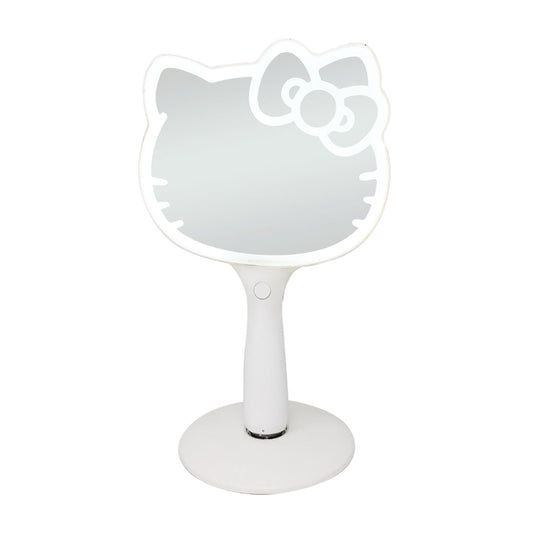 Impressions Vanity Hello Kitty Rechargeable LED Lighted Handheld Mirror with Standing Base - White