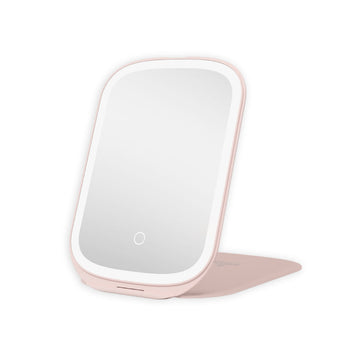 Espejo de maquillaje plegable con luz LED de tres tonos y soporte Impressions Vanity Lucent Tablet - Rosa