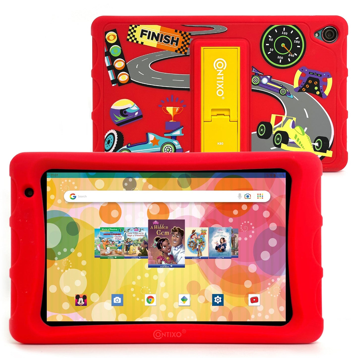 Tableta educativa para niños Contixo de 8" y 64 GB HD, color rojo