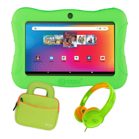 Contixo V9-2 7" Kids Tablet with Headphones and Tablet Bag Bundle - 32GB, Wi-Fi - Green