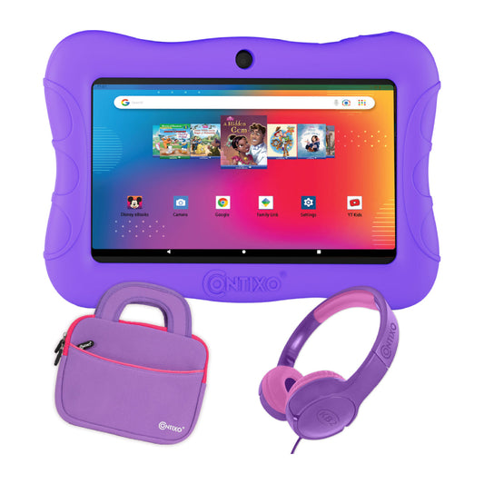 Contixo V9-2 7" Kids Tablet with Headphones and Tablet Bag Bundle - 32GB, Wi-Fi - Purple