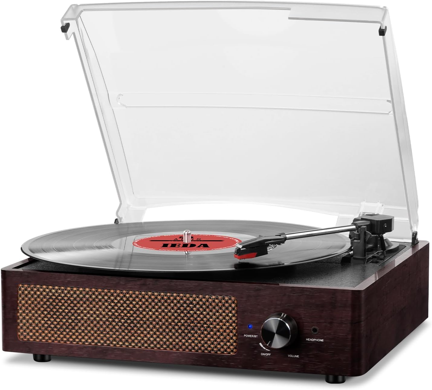 Vinyl Record Player Turntable with Built-in Bluetooth Receiver