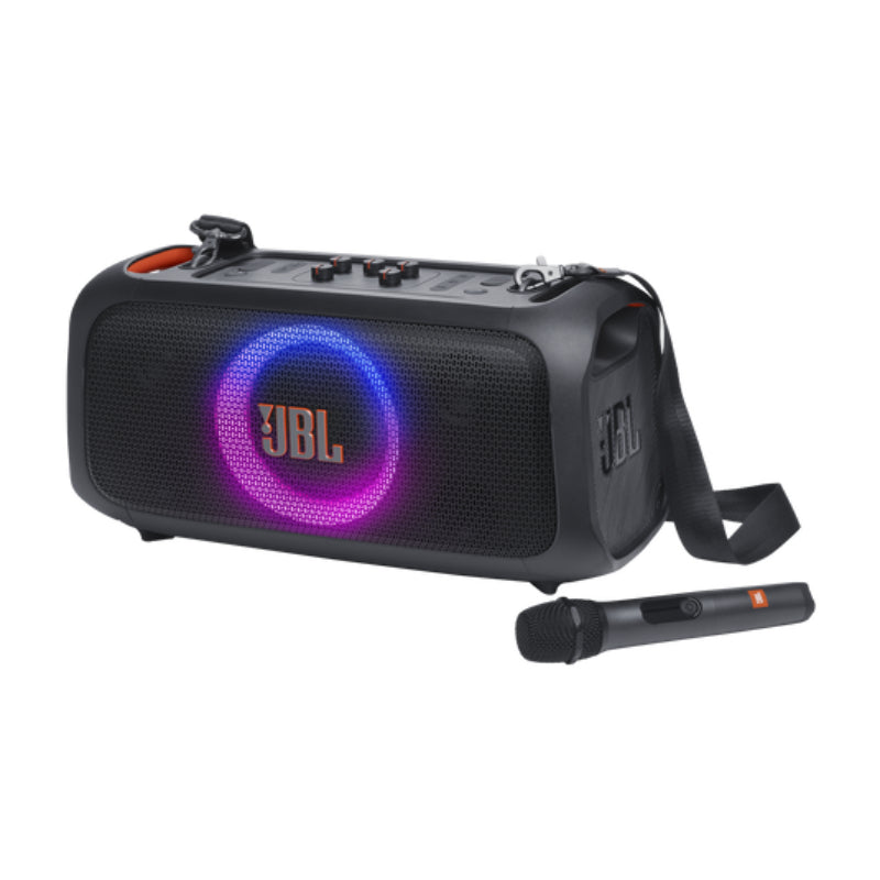 Altavoz portátil inalámbrico para fiestas JBL PartyBox On-The-Go Essential con micrófono inalámbrico, color negro