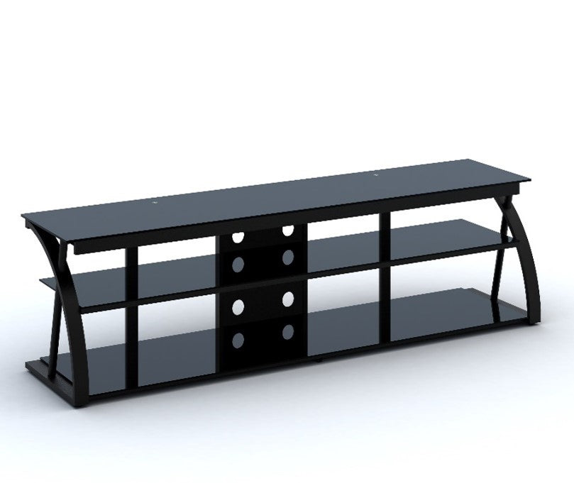 Contemporary TV Stand with Black Glass Shelves - Fits TV's Up To 85"