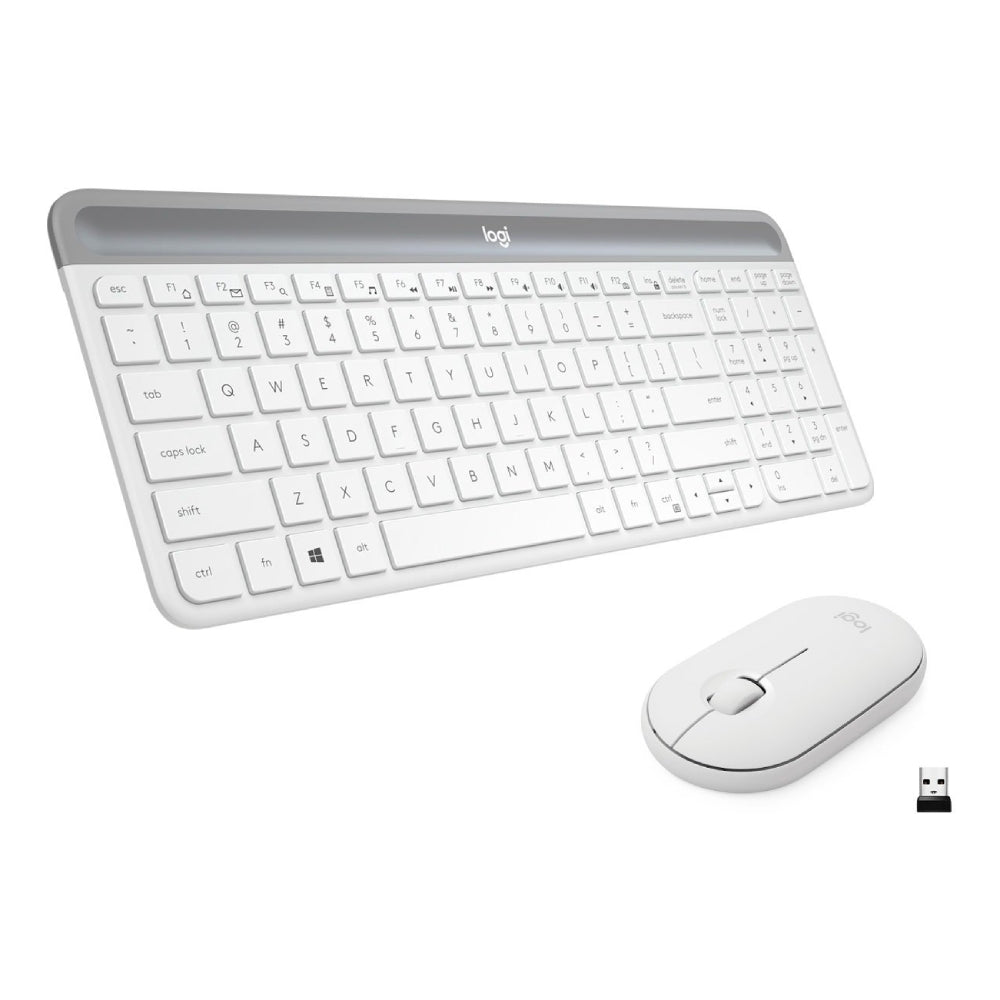 Teclado y ratón inalámbricos delgados Logitech MK470 - Blanco