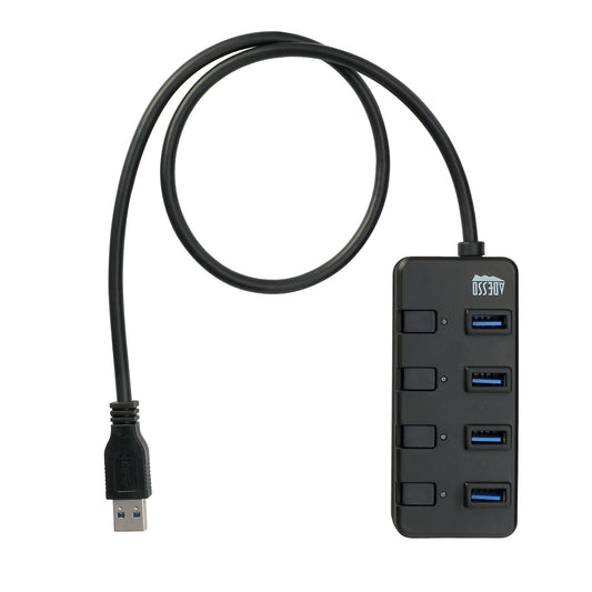 Concentrador USB de 4 puertos Adesso AUH-3040, color negro 