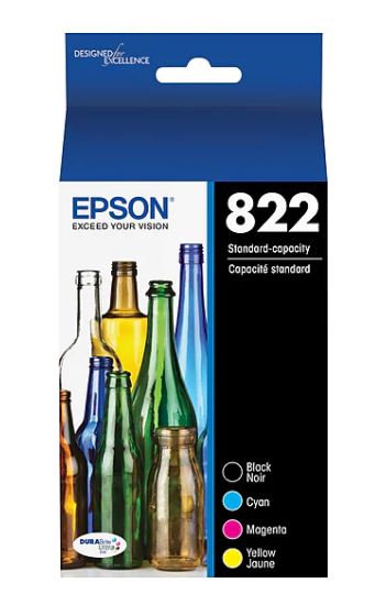 Cartucho de tinta de capacidad estándar Epson T822120/BCS (paquete de 4): cian, magenta, amarillo y negro