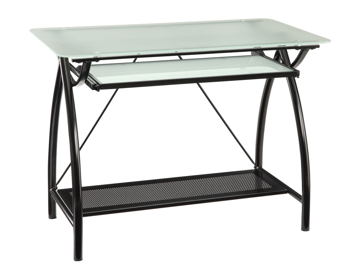 Newport 39.75" Computer Desk with Lower Storage Shelf by OSP Designs - Black/Transparent