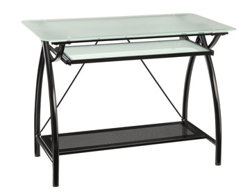 Escritorio para computadora Newport de 39,75" con estante de almacenamiento inferior de OSP Designs - Negro/Transparente