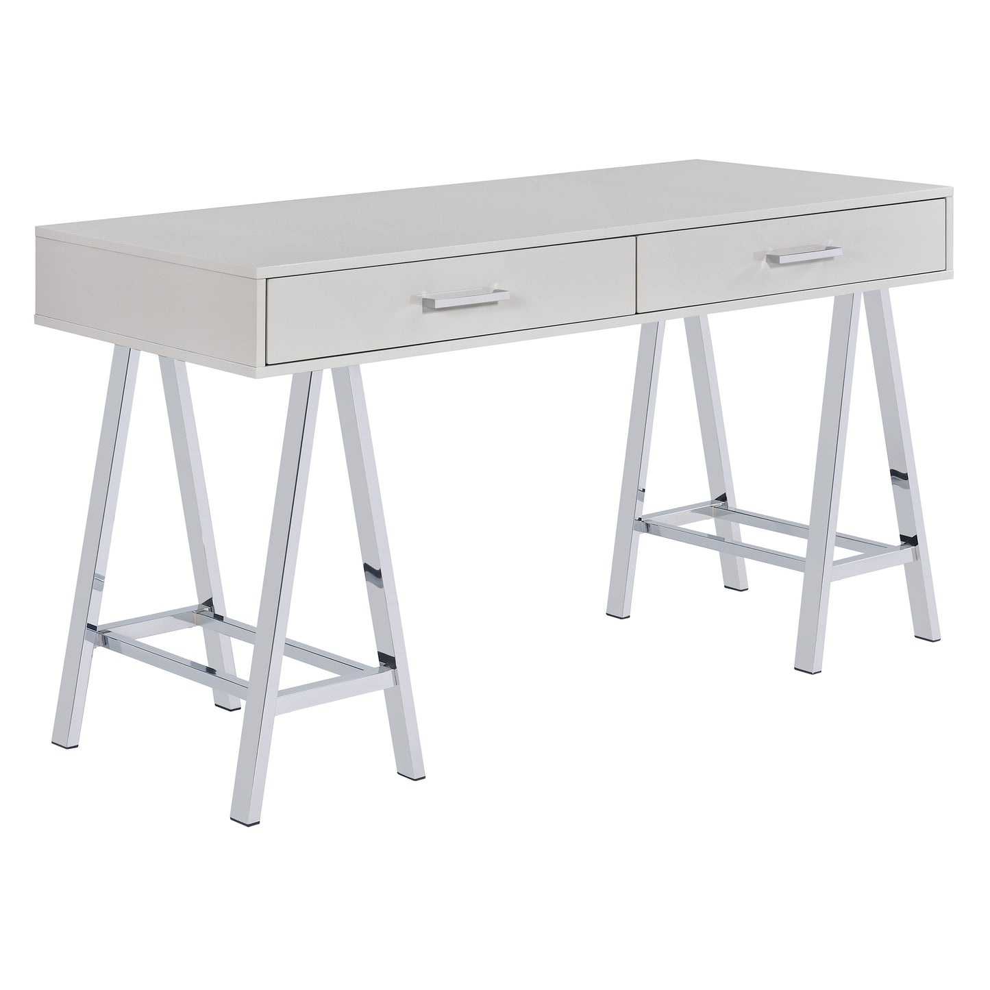 54" Vivid Desk with 2 Drawers by OSP Designs - Gray/Chrome