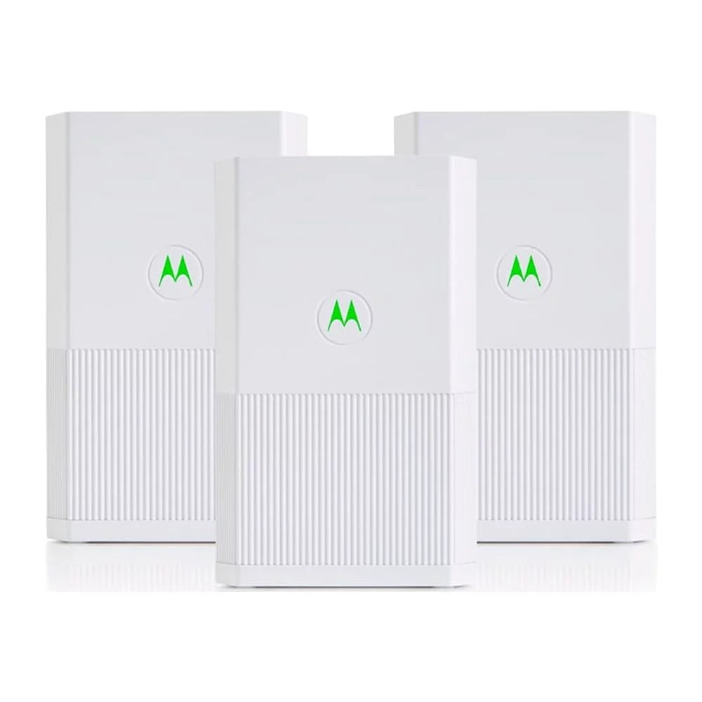 Enrutador con sistema de malla WiFi de Motorola + 2 extensores con control parental - Blanco