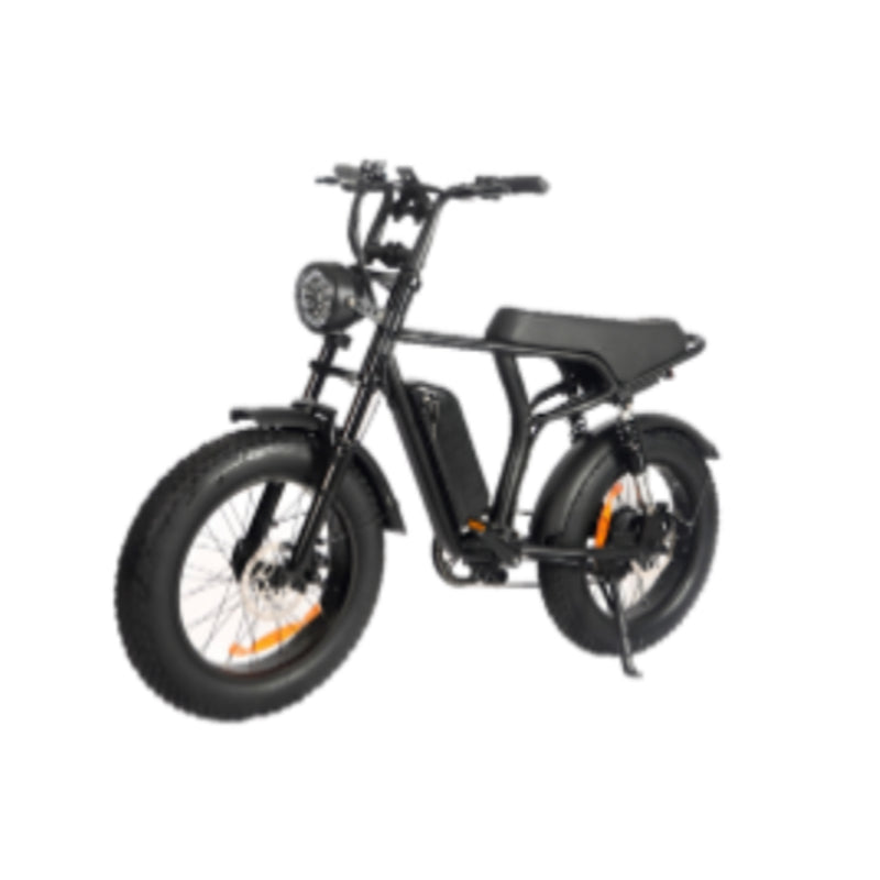 Bicicleta eléctrica Memorex Go de 20" con neumáticos anchos, color negro