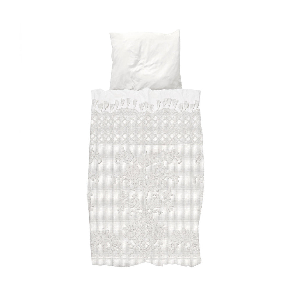Snurk Twin Size 2-Piece Venice Lace Duvet Cover Set - Ivory