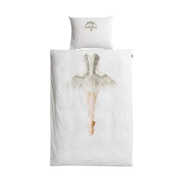 Snurk Twin Size 2-Piece Ballerina Duvet Cover Set - White/Gray
